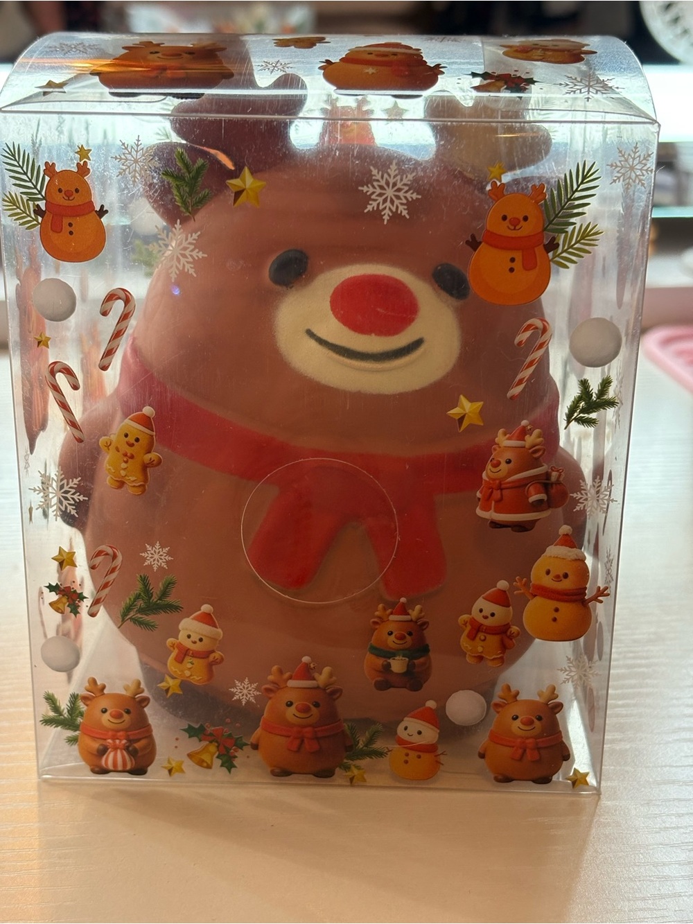 Jumbo Festive Red Reindeer Holiday squishy